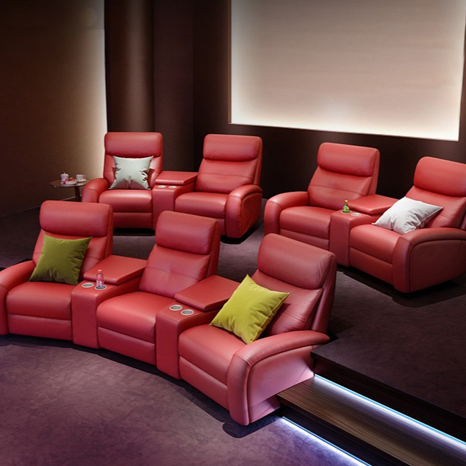 Modern Leather Theater Recliner Sofa Chair
