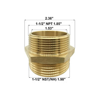 Raccords de tuyauterie en laiton OEM, raccord hexagonal mâle 1-1/2 NPT vers mâle 1-1/2 NST NH, adaptateur de tuyau d'incendie pour hydrant