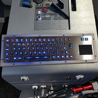 Clavier métallique robuste avec pavé tactile rétroéclairé, programmable, clavier industriel pour salle de contrôle KVM