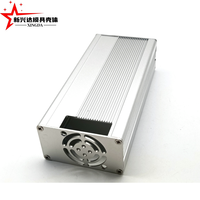 Caja de Aluminio Extruido Plateada con Aletas de Refrigeración y Ventilador, Carcasa para Fuente de Alimentación, Controlador, PCB, Caja Protectora