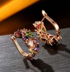 Boucles d'oreilles à clip Mona Lisa plaqué or multicolore CZ Cluster pour femme - Product Image 4