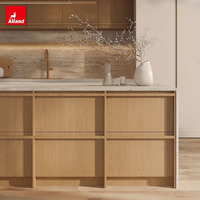 Meubles de cuisine modulaires Alland en chêne massif avec tiroirs coulissants, armoires de rangement personnalisées modernes en placage pour îlot de cuisine de villa