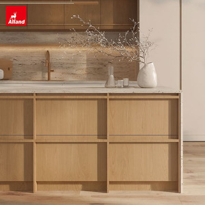 Meubles <span class=keywords><strong>de</strong></span> cuisine modulaires Alland en chêne massif avec tiroirs coulissants, armoires <span class=keywords><strong>de</strong></span> rangement personnalisées modernes en placage pour îlot <span class=keywords><strong>de</strong></span> cuisine <span class=keywords><strong>de</strong></span> villa - Product Image 2
