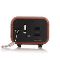 Vofull Mini haut-parleur BT rétro en bois massif 1100mah Radio FM vintage en bois massif