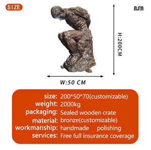 Estatua de hombre de pensamiento de bronce clásico, escultura de pensador, estatua de pensador de parque a la venta, decoración de parque - Product Image 3