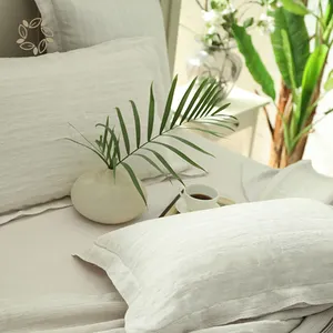 夏季素色四件套床上用品床单睡垫枕套被套天然有机麻棉羽绒被套