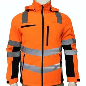 定制长袖橙色建筑夹克安全救生衣安全夹克反光工作防水