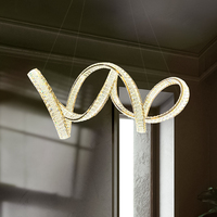 Lustre LED moderne en cristal torsadé en spirale, luminaire suspendu en forme de ruban artistique, lampe de plafond créative irrégulière