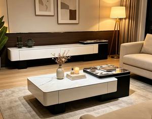 Modern Marble <b>TV</b> <b>Stand</b> with Storage for Living Room Furniture 65 In And Up Floor <b>Mount</b> - Product Image 3