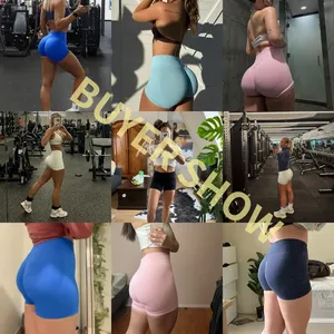 Shorts de Yoga Transpirables de Cintura Media Sin Costuras con Efecto Scrunch, Ropa Deportiva para Gimnasio y Fitness con Banda Acanalada para Realce de Glúteos, Ideales para Correr - Product Image 3