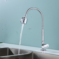 Articles sanitaires Robinets d'évier de cuisine chromés Robinets d'eau froide à levier unique Tuyau flexible Robinet de cuisine à double fonction