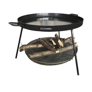 Supper Capacity Reversible Firewood Pit and Charcoal Dual Purpose Portable Round Griddle <strong>Grill</strong> <strong>Pan</strong> with Wire Mesh Basket - Product Image 3