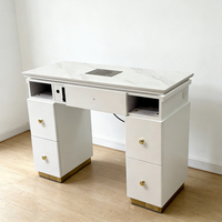 Bureau de manucure moderne de luxe blanc en MDF de haute qualité avec plateau en métal pour hôtels, salons de beauté, chambres et salons – Table à ongles