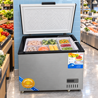 Congélateur coffre horizontal commercial à dégivrage manuel, congélateur bas, autonome, 1 étoile pour supermarché