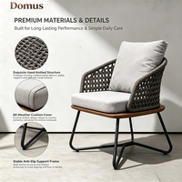 Chaise de jardin moderne en corde tressée résistante aux intempéries avec coussin, structure métallique durable pour patio, mobilier de cour et événements
