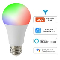 Ampoule LED intelligente WiFi E27 9W RGBCW 16 millions de couleurs 850LM Dimmable 3000-6500K Compatible Tuya Alexa Google Home 100V-265V