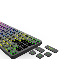 Clavier de jeu portable ergonomique rechargeable avec rétroéclairage 7 couleurs, interface filaire USB, vente en gros pour ordinateur portable, compatible BT