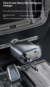 120W chargeur de voiture super rapide 5 en 1 chargeur de téléphone portable avec ceinture en alliage d'aluminium ligne télescopique Top Star allume-cigare de voiture - Product Image 2