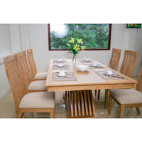 Ensemble table et chaises de salle à manger en bois AMITY, design moderne, durable, imperméable, écologique, fait main, pliable, 6 places, meubles pour la maison