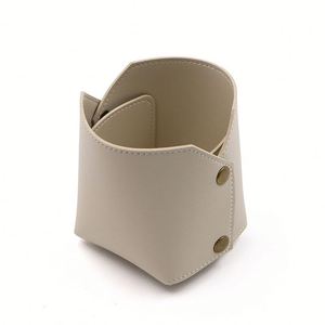 <b>Foldable</b> Leather Pen Holder <b>Desk</b> Organizer Multifunctional Storage Bucket for Office Stationery & Cosmetics Brush - Product Image 6