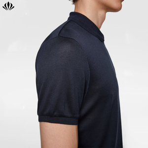 <span class=keywords><strong>Polo</strong></span> reciclado 100% Lyocell con logotipo personalizado en gris <span class=keywords><strong>Polo</strong></span> de manga corta de punto para hombre con cuello con cremallera <span class=keywords><strong>Polo</strong></span> en blanco transpirable - Product Image 5