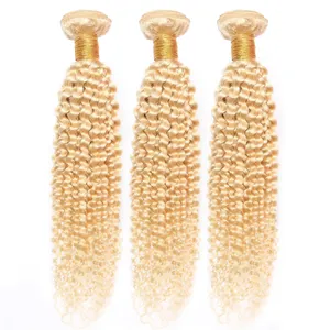 Extension de cheveux 100% naturels remy blonds, lot de mèches, cheveux vierges alignés, cheveux crépus, bouclés, bruts, bon marché, vente en gros, 613