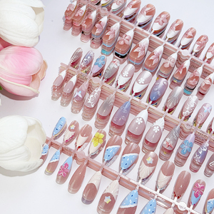 24 <span class=keywords><strong>Uñas</strong></span> Postizas Acrílicas de <span class=keywords><strong>Verano</strong></span> con Diseño 3D de Flores Coloridas, <span class=keywords><strong>Uñas</strong></span> Artificiales Cortas de Cobertura Completa al por Mayor - Product Image 2
