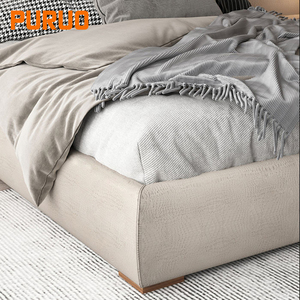 Luxus Kalifornien Hotel Aufbewahrung modernes samt Vollplattform Einzel-Doppelt-Zwillings-Bettrahmen König-Königin-Größe mit Aufbewahrung Headboard - Product Image 5