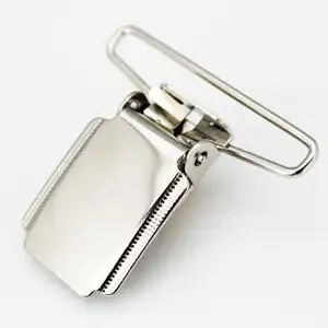 New metal Pacifier Clip with plastic hardware accessories metal strap screw adjustable buckle custom suspender clip15 mm