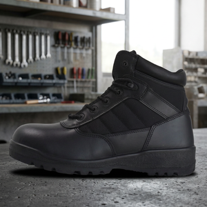Bottes mi-hautes en cuir de vachette pleine fleur noir avec semelle injectée, modèle TSB21, vente en gros - Product Image 2