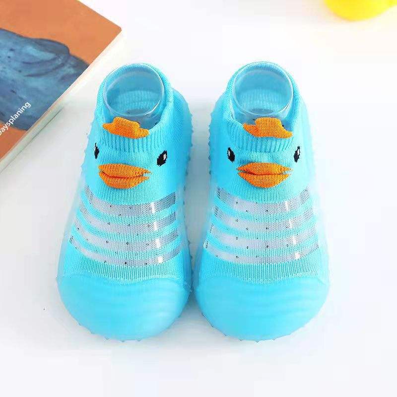 Knitted white striped blue duckbill