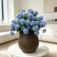 Fausse plante d'hortensia bleu boule de neige en pot, fleur artificielle de simulation, bonsaï pour la décoration moderne de la maison, du hall et du bureau
