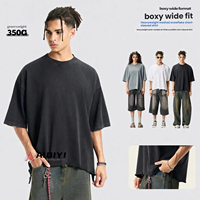 T-shirt à manches courtes pour homme DX8827, vintage, pur coton, lavage à l'eau lourde, coupe à la main, 350 g