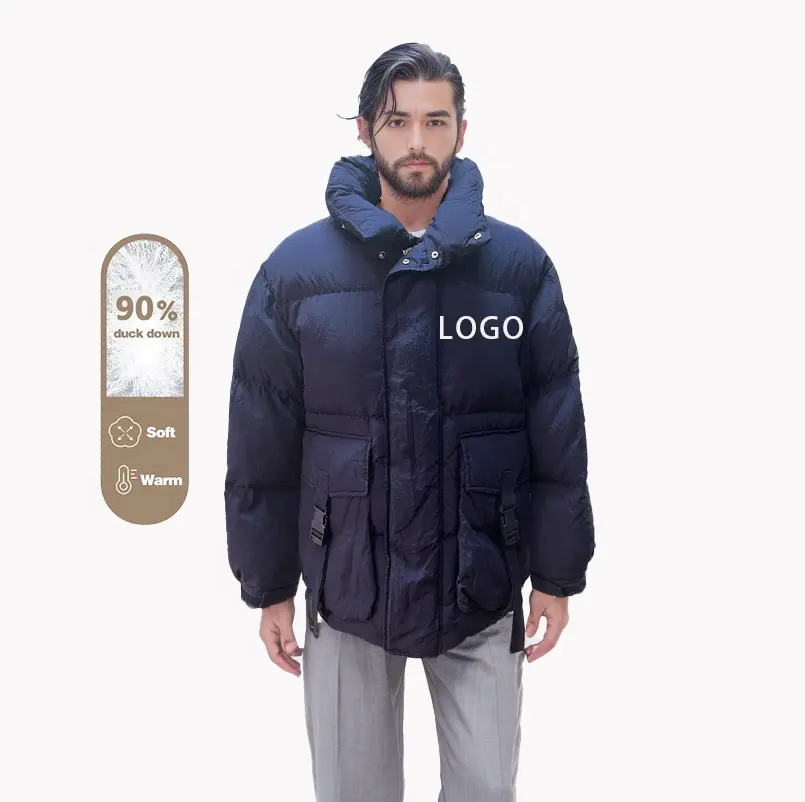 OEM individuelles Design winter gepolstert gesteppt wasserdichte Arbeitskleidung luftpolster daunenjacke für männer