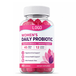 Complément alimentaire en gommes probiotiques avec des mélanges d'enzymes digestives probiotiques, un mélange prébiotique biologique, antioxydant, végétalien pour adultes - Product Image 1