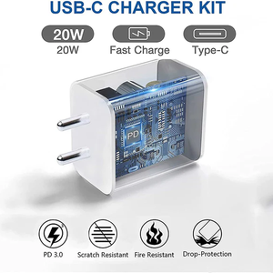 Adaptador de cargador de pared blanco nieve 20W estándar enchufe de la India para Apple <span class=keywords><strong>iPhone</strong></span> Samsung Galaxy Oneplus Redme - Product Image 5