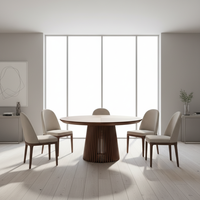 Table à Manger Ronde Extensible en Bois Design Italien, 6 Places Gain de Place
