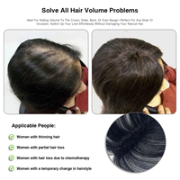 Vente en gros Remy indien cheveux Topper Wiglet sans pince ou épingles à cheveux postiche partiel avec pièce supérieure