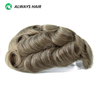 Toupet disponible en 64 couleurs pour hommes, cheveux humains, dentelle suisse complète, système de cheveux indiens