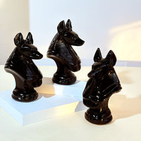 Statue d'Anubis en Obsidienne Noire Naturelle, Tête de Chacal, Dieu Égyptien de la Mort, Sculpture en Cristal pour Protection Spirituelle et Décoration Intérieure