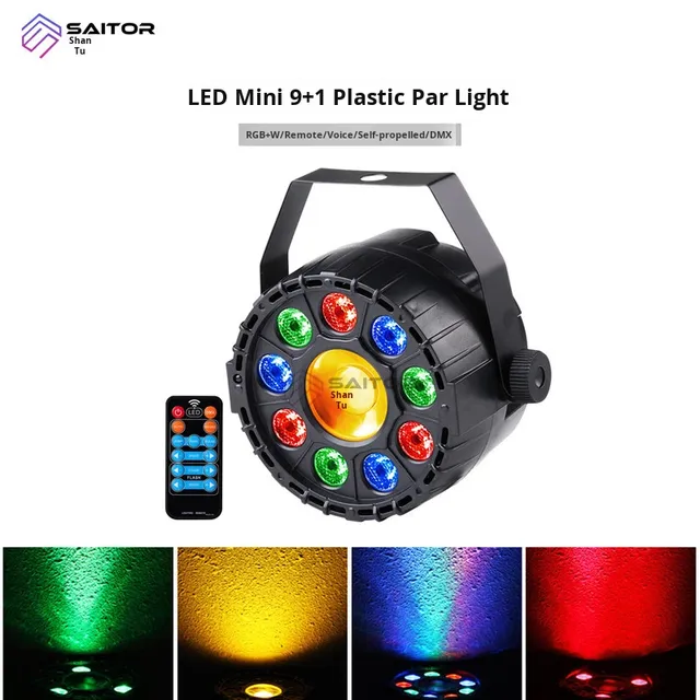 New Mini LED RGB+Y Plastic Par Light Sound-Controlled Remote Control DMX Holiday Party DJ Gathering Atmosphere Stage Light