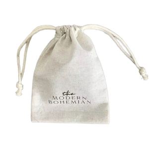 Pochette en tissu de coton et de lin écologique personnalisable, petite, avec cordon de serrage, sac cadeau avec logo imprimé sur mesure - Product Image 2