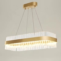 Luminaire suspendu rectangulaire moderne pour salle à manger, îlot de cuisine de luxe, lustre en verre