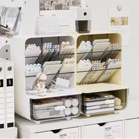 Caja de almacenamiento de cosméticos, cajón de inserción inclinado, portalápices, organizador de escritorio, brocha de maquillaje, organizador de escritorio a prueba de polvo