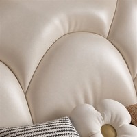 Lit enfant nuage blanc crème, cadre en bois massif, tête de lit en cuir diamanté, mousse haute densité, lit pour filles avec pieds dorés