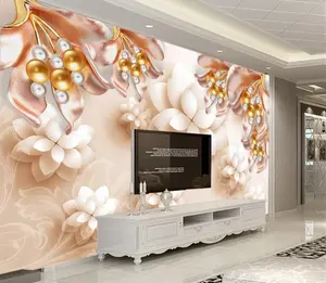 Papel Tapiz de Lujo para Pared de Hotel con Diseño de Loto Dorado en 3D de ZHIHAI - Product Image 1