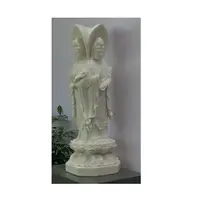 Giok Putih Marmer Patung Patung Guanyin, Indoor Home Decoration Patung Dewi Kasih