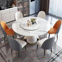 Ensemble de table et chaises de salle à manger rondes en bambou de luxe moderne pour 6 personnes, pour la maison