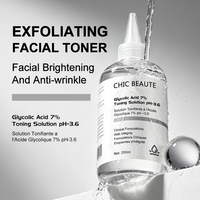 CHIC BEAUTE Solution tonifiante à l'acide glycolique 7% Exfoliation douce Peau claire Réduit les pores Élimine l'acné Éclaircit la peau Sérum facial