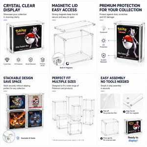 Vitrina Moderna de Acrílico con Tapa Magnética, Protección UV, Tamaño Personalizado, Pre-Ensamblada, Cajas para Cartas Coleccionables, Paquete de Sobres ETB, UPC - Product Image 4